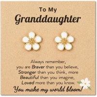 HGDEER You Make My World Bloom, Flower Stud Earrings Granddaughter Gifts