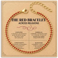 HGDEER Red String Amulet Protection Lucky Bracelet for Women Girls, Adjustable 14k Gold Plated Bracelet Jewerly