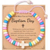 HGDEER Easter Basket Stuffers for Girls Kids, Adjustable Cross Bracelet, Christian Religious Easter Communion Baptism Gifts Jewelry