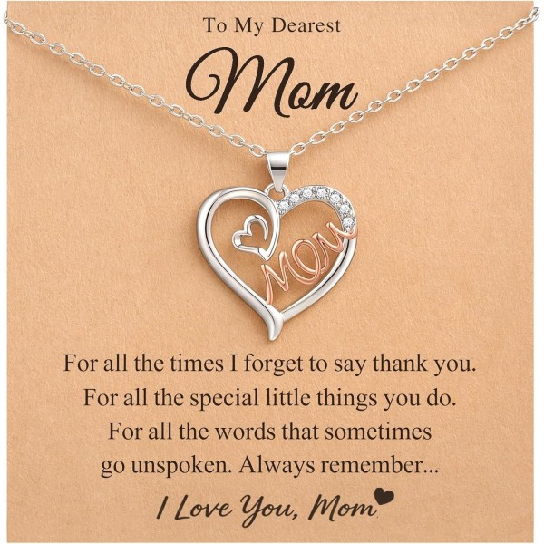 HGDEER I Love You Mom, Heart Necklace Mothers Day Birthday Gift