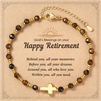 HGDEER A New Chapter Begins Tiger's Eye Cross Retirement Bracelet for Women