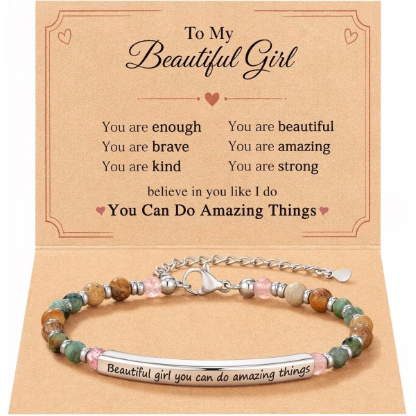HGDEER Beautiful Girl You Can Do Amazing Things Bracelet Gifts for Girls
