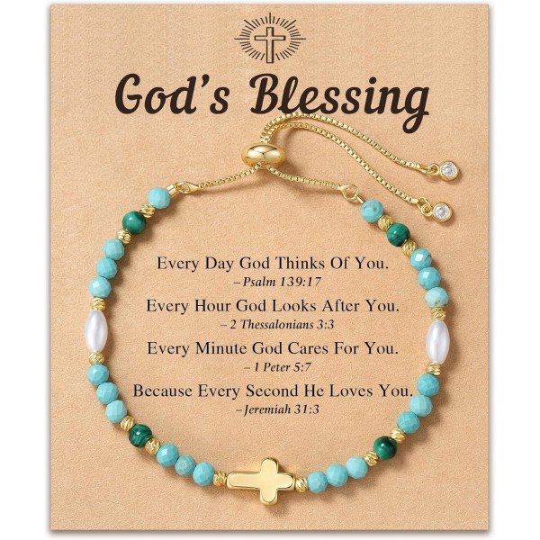 HGDEER God's Blessing Cross Bracelet for Women & Teens, Christian Gift