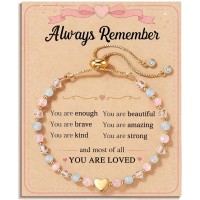 HGDEER You Are Loved, Hypoallergenic Heart Crystal Bracelet Gifts for Girls