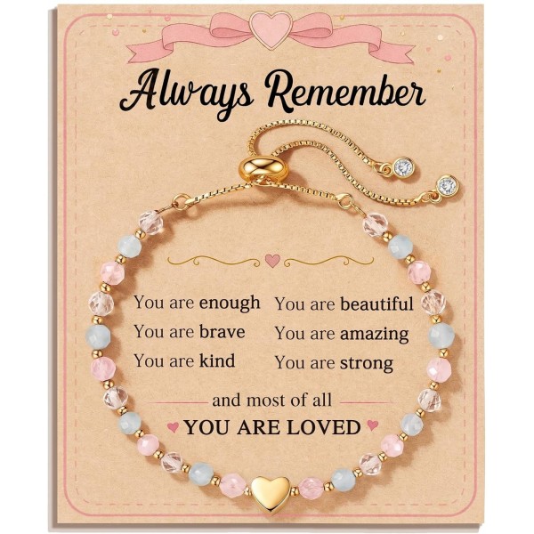 HGDEER You Are Loved, Hypoallergenic Heart Crystal Bracelet Gifts for Girls