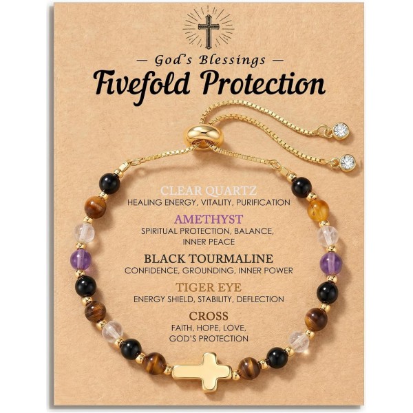 HGDEER God's Blessings Cross Bracelet for Women, Christian Protection Gift
