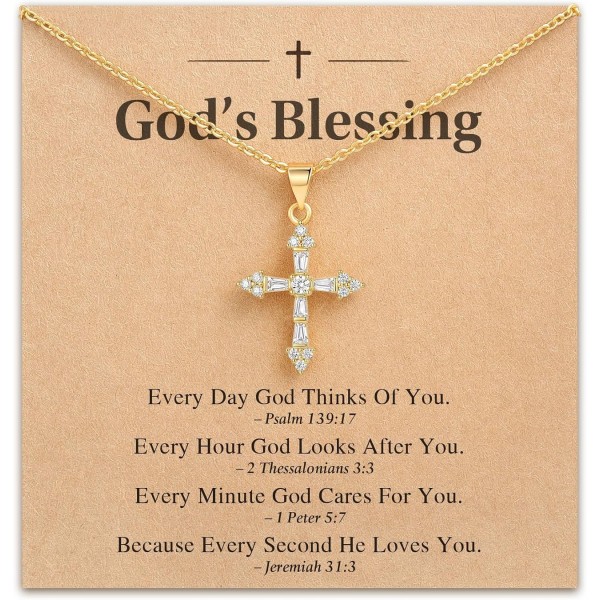 HGDEER God's Blessing Cross Necklace for Women Girls, Catholic Faith Gift