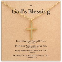 HGDEER God's Blessing Cross Necklace for Women, Dainty Christian Faith Gift | 14K Gold Plated, No Fade & No Rust, Gentle on Sensitive Skin, Adjustable 18+2 in Chain, Dainty Faith Gift for Women & Teens