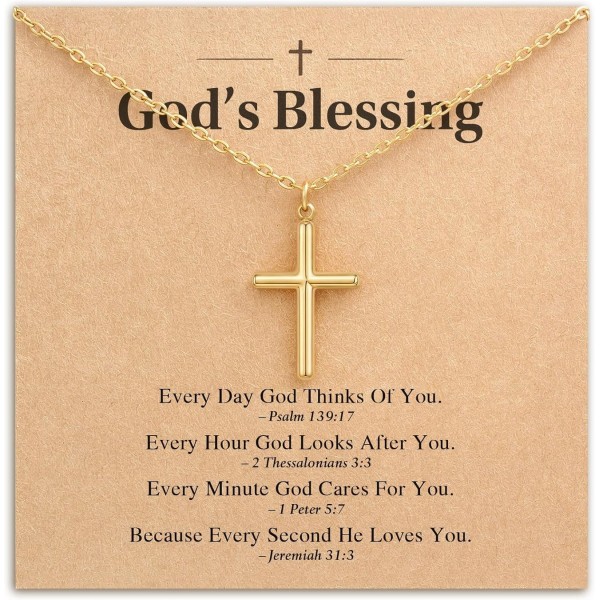 HGDEER God's Blessing Cross Necklace for Women, Dainty Christian Faith Gift