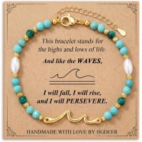 HGDEER I Will Rise, Turquoise Wave Bracelet Anklet Gift for Women Girls