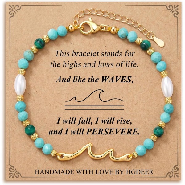 HGDEER I Will Rise, Turquoise Wave Bracelet Anklet Gift for Women Girls