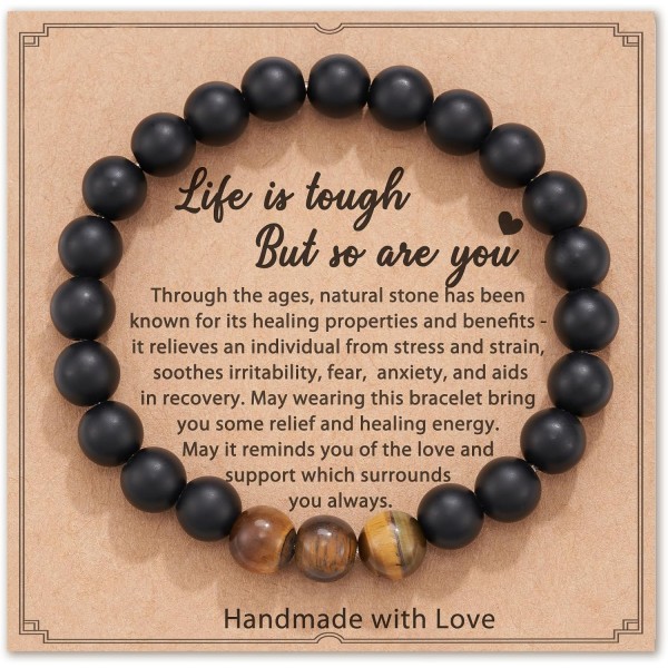 HGDEER Get Well Soon Gifts for Men, Inspirational Healing Crystal Bracelet HGDEER Get Well Soon Gifts for Men, Inspirational Healing Crystal Bracelet