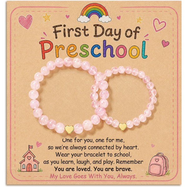 HGDEER First Day of Preschool Gift, Back to School Mother Daughter Bracelet HGDEER First Day of Preschool Gift, Back to School Mother Daughter Bracelet