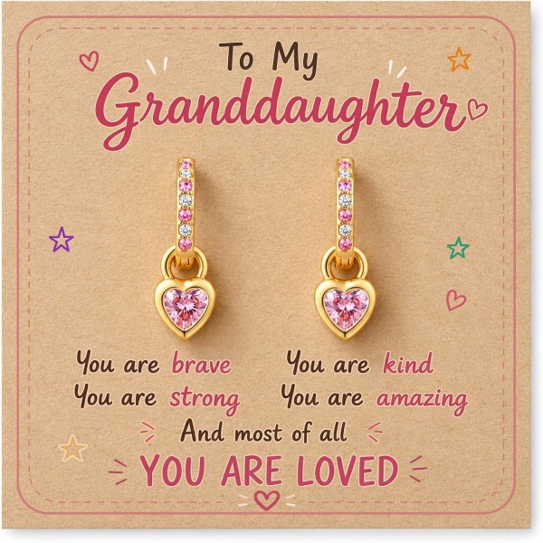 Granddaughter Gifts from Grandma, Hypoallergenic Hoop Earrings for Girls Granddaughter Gifts from Grandma, Hypoallergenic Hoop Earrings for Girls