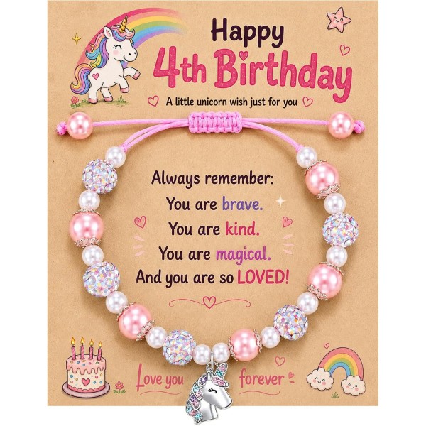 Unicorn Girl Birthday Gift, Adjustable Unicorn Bracelet with Message Card and Velvet Pouch, Adjustable Gift Ready Jewelry for Daughter Granddaughter Niece Unicorn Girl Birthday Gift, Adjustable Unicorn Bracelet with Message Card and Velvet Pouch, Adjustable Gift Ready Jewelry for Daughter Granddaughter Niece
