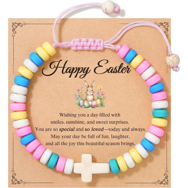 Easter Basket Stuffers for Kids, Adjustable Cross Bracelet, Christian Religious Easter Communion Baptism Gifts Jewelry Easter Basket Stuffers for Kids, Adjustable Cross Bracelet, Christian Religious Easter Communion Baptism Gifts Jewelry