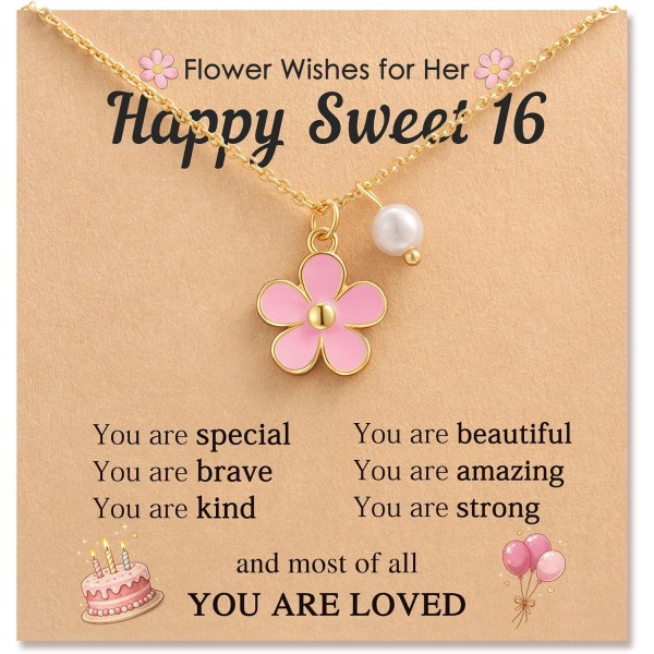 You Are Loved, Flower Pearl Necklace Birthday Gifts for Girls You Are Loved, Flower Pearl Necklace Birthday Gifts for Girls