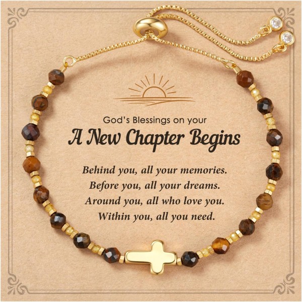 A New Chapter Begins Tiger's Eye Cross Retirement Bracelet for Women A New Chapter Begins Tiger's Eye Cross Retirement Bracelet for Women